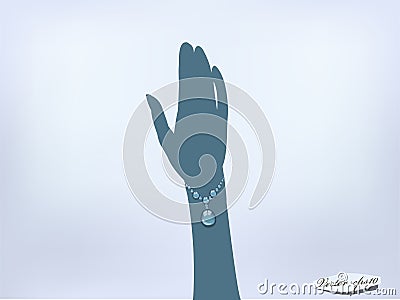 Bracelet on silhouette hand Vector Illustration
