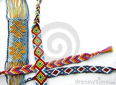 Bracelet woven colorful friendship bracelet netting Stock Photo