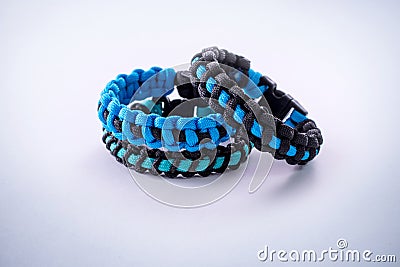 Bracelets paracord blue Stock Photo