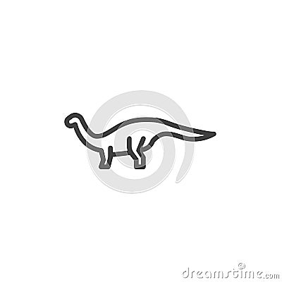 Brachiosaurus dinosaur line icon Cartoon Illustration