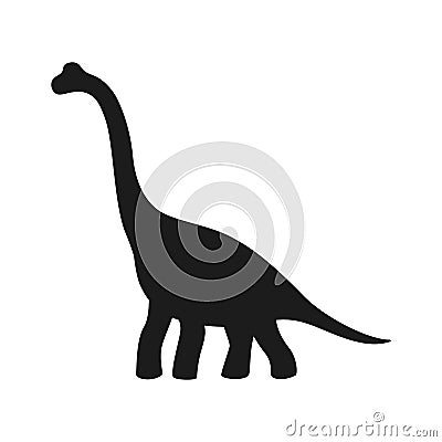 Brachiosaurus vector silhouette. Sauropod dinosaur. Diplodocus black silhouette isolated Vector Illustration