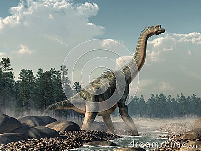 Brachiosaurus in a Stream Stock Photo