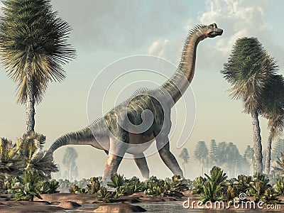 Brachiosaurus in a Wetland Stock Photo