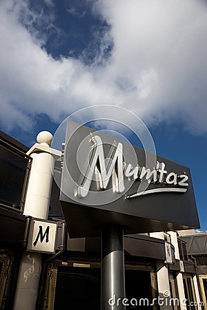 Bradford, West Yorkshire, UK - 9th Oct 2013, Entrance and Sign of the famous Bradford Curry House restaurant Mumtaz Editorial Stock Photo