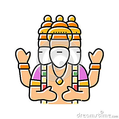 brahma god indian color icon vector illustration Cartoon Illustration
