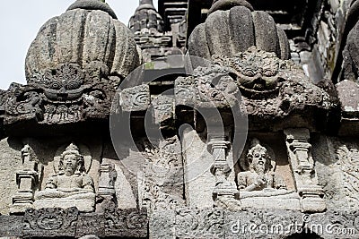 Brahma Stone Carves Relief on Prambana Temple Stock Photo