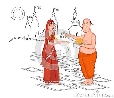 Brahmin Hindu couple Vector Illustration