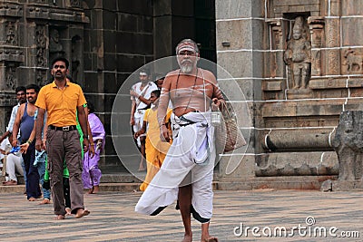 Brahmin priest enters the Nataraja temple Editorial Stock Photo