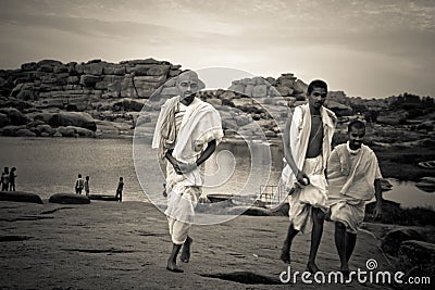 Brahmin priests of Hampi, Karnataka, India Editorial Stock Photo