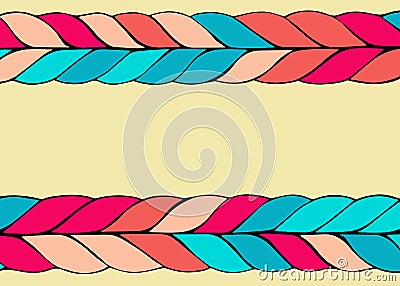 Braid hair vector pattern on yellow background Vector Illustration