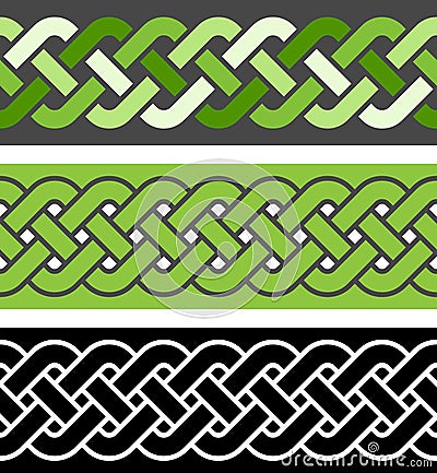 3 braid seamless border variations, vector illustration Vector Illustration