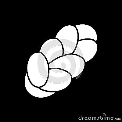 Braided bread dark mode glyph icon Vector Illustration