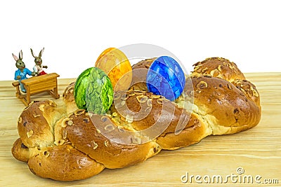 Braided easter yeast bun Stock Photo