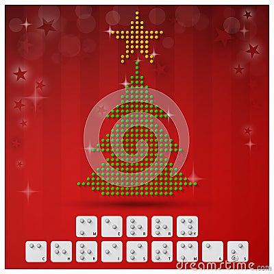 Braille Alphabet Christmas Background Banner With Paper Graphic Vector Illustration