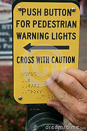Braille Cross Walk Sign For The Blind Stock Photo