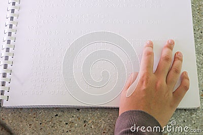 Braille is the font for the blind, invented by Louis Braille. The French blind teacher is a small convex dot in a six-point box, Stock Photo
