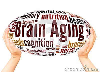 Brain Aging word cloud hand sphere concept Stock Photo