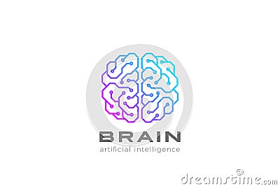 Brain Artificial Intelligence Logo design vector. Vector Illustration