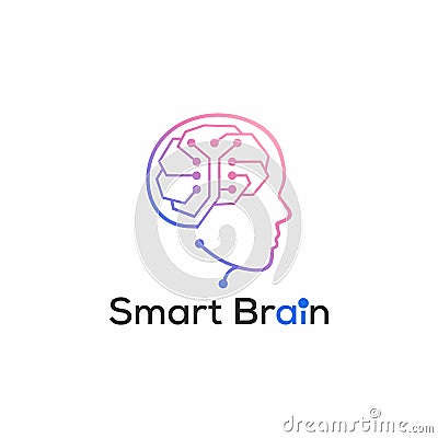 Smart Brain artificial intelligence logo Vector Illustration