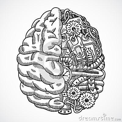 Brain as processing machine Vector Illustration