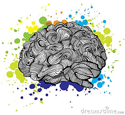 Brain Bright Idea illustration. Doodle vector concept about human brain and Ideas. Creative illustration Vector Illustration