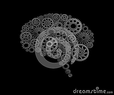 Brain build out of cogs Innovation with ideas and concepts Stock Photo