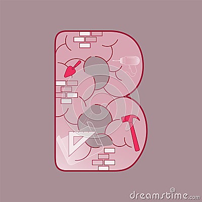 Brain Building Typographic Vector Illustration