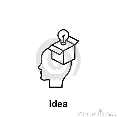 Brain, bulb, gift icon. Element of creative thinkin icon witn name. Thin line icon for website design and development, app Stock Photo