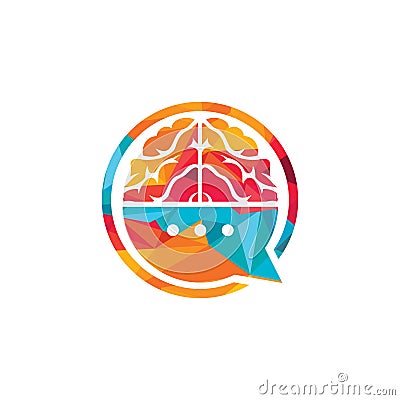 Brain chat vector logo template. Vector Illustration