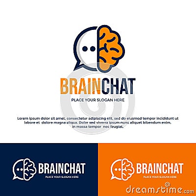 Brain chat vector logo template Vector Illustration