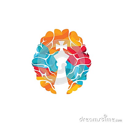 Brain chess vector logo design template. Vector Illustration