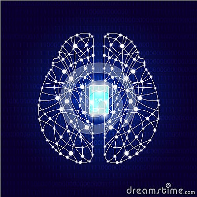 Brain with circuit board texture. Stock Photo