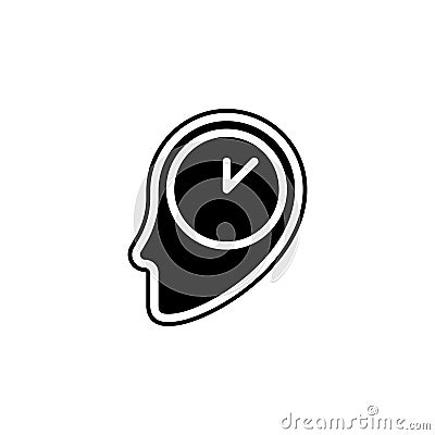 Brain, clock icon. Simple glyph, flat vector of time icons for ui and ux, website or mobile application Stock Photo
