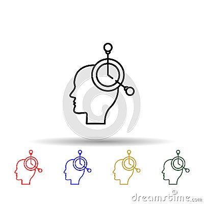 Brain, clock multi color style icon. Simple thin line, outline vector of creative thinking icons for ui and ux, website or mobile Stock Photo
