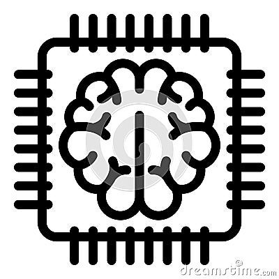 Brain communication processor icon, outline style Vector Illustration