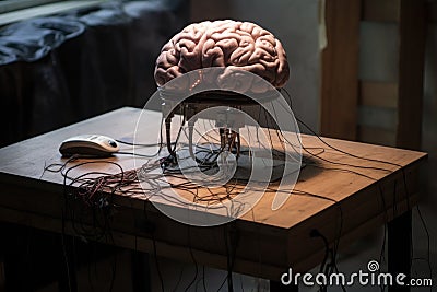 brain-computer interface device on a table Stock Photo