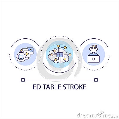Brain computer interface loop concept icon Vector Illustration