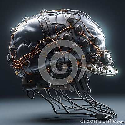 Brain-computer interfaces neuroprosthetics brain implants one created with generative AI Stock Photo