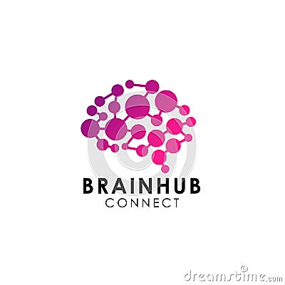 Brain connection logo vector icon. digital brain. brain hub logo Vector Illustration