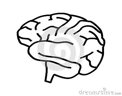 Brain with convolutions outline. Anatomical symbol of intelligence Vector Illustration