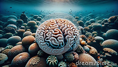 Brain coral so called due to their generally spheroid shape and grooved surface Stock Photo