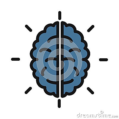 brain, cranium line isolated vector icon can be easily modified and edit Vector Illustration