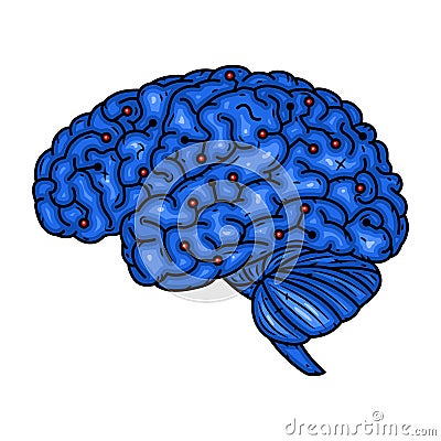 Brain. Cyber brain. Vector illustration isolated on white background. Vector Illustration