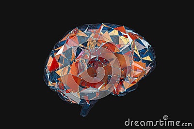 Brain and dark background, 3d rendering Cartoon Illustration