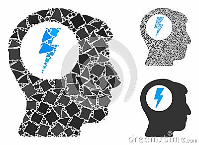 Brain electric shock Composition Icon of Ragged Elements Stock Photo