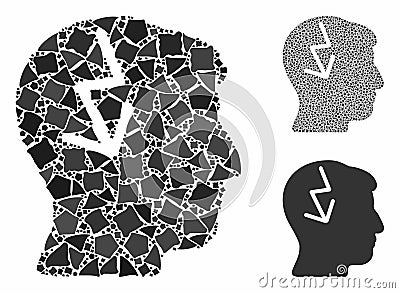 Brain electric strike Composition Icon of Abrupt Items Vector Illustration