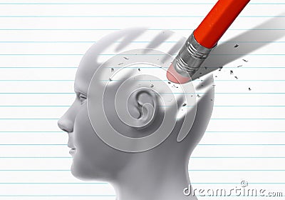 Head erased by pencil eraser Stock Photo