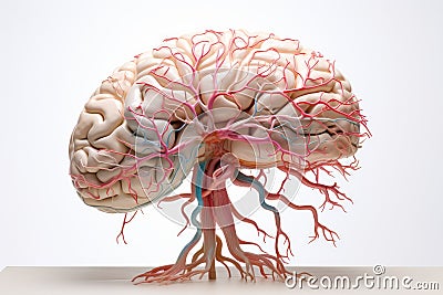 Brain Excitatory & inhibitory signals via neurons. Glial cells, including astrocytes & microglia, neural functions. Nervous system Cartoon Illustration