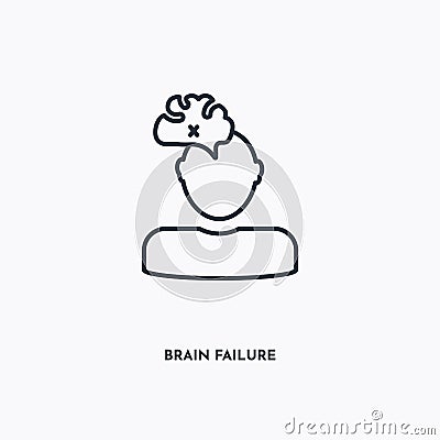 Brain failure outline icon. Simple linear element illustration. Isolated line brain failure icon on white background. Thin stroke Vector Illustration