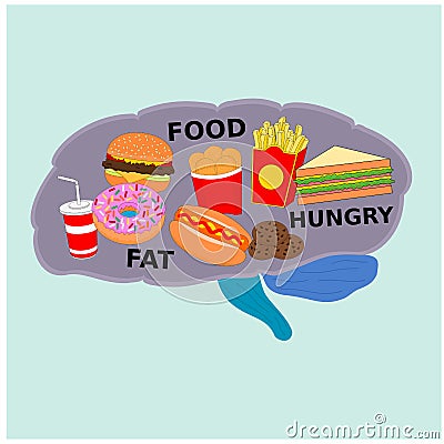 Brain fast food menu concept Vector Illustration